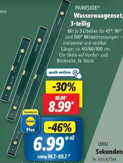 Lidl PARKSIDE Wasserwaagenset, 3-teilig Angebot