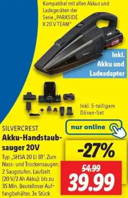 Lidl SILVERCREST Akku-Handstaubsauger 20V Angebot