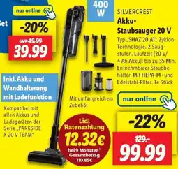 Lidl SILVERCREST Akku Staubsauger 20 V Angebot