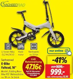 Lidl Sachsenrad E-Bike Faltrad, 16" Angebot