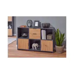 Netto Marken-Discount Inter Link Sideboard Pepeto - Anthrazit und Eiche Artisan Nachbildung - versch. Farben Angebot
