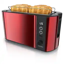 Netto Marken-Discount Arendo Toaster Langschlitz mit Display, Auftaufunktion, 1500W, integrierter Brötchenaufsatz, Rot Angebot