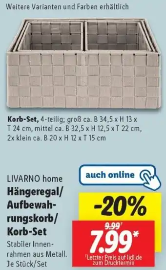 Lidl LIVARNO home Hängeregal/ Aufbewahrungskorb/ Korb-Set Angebot