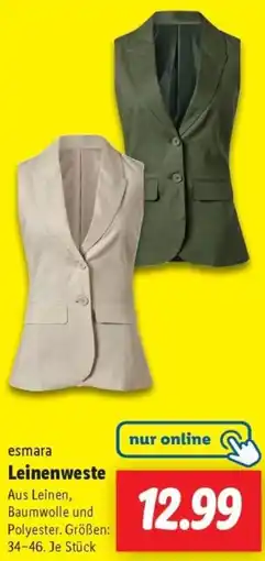 Lidl esmara Leinenweste Angebot