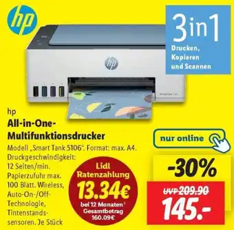 Lidl hp All-in-One Multifunktionsdrucker Angebot