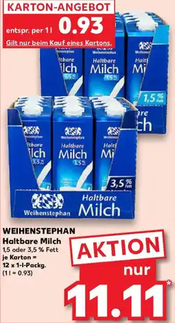 Kaufland WEIHENSTEPHAN Haltbare Milch Angebot