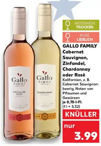 Kaufland GALLO FAMILY Cabernet Sauvignon, Zinfandel, Chardonnay oder Rosé Angebot