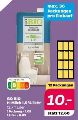 NETTO GO BIO H-Milch 1,5 % Fett Angebot