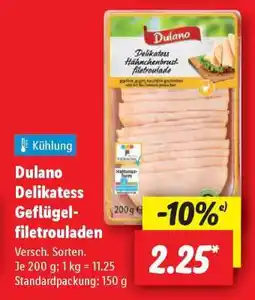 Lidl Dulano Delikatess Geflügelfiletrouladen Angebot