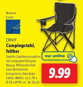 Lidl CRIVIT Campingstuhl, faltbar Angebot