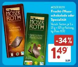 Aldi Süd MOSER ROTH Frucht-/Nuss-schokolade oder Spezialität Angebot