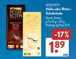 Aldi Süd MOSER ROTH Helle oder Bitter-Schokolade Angebot