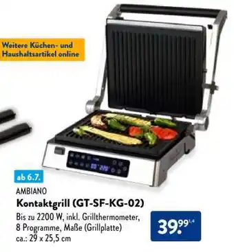 Aldi Nord Kontaktgrill (GT-SF-KG-02) Angebot