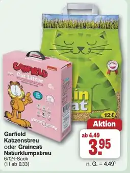 Famila Nord West Garfield Katzenstreu oder Graincat Naturklumpstreu Angebot