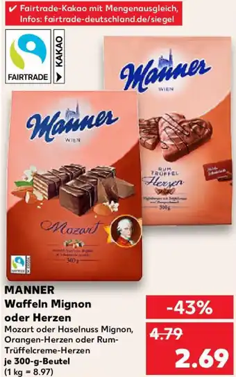 Kaufland MANNER Waffeln Mignon oder Herzen Angebot