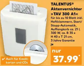 Kaufland TALENTUS Aktenvernichter TAV 300 A1 Angebot