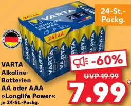 Kaufland VARTA Alkaline Batterien AA oder AAA Angebot
