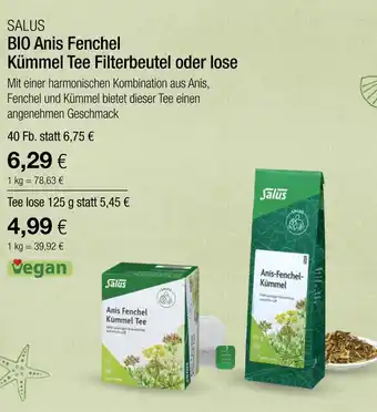 Vitalia Salus bio anis fenchel kümmel tee filterbeutel Angebot