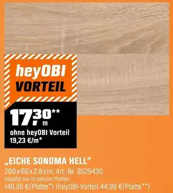 OBI Eiche sonoma hell Angebot