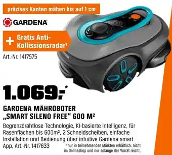 OBI Gardena mähroboter ,,smart sileno free" 600 m² Angebot