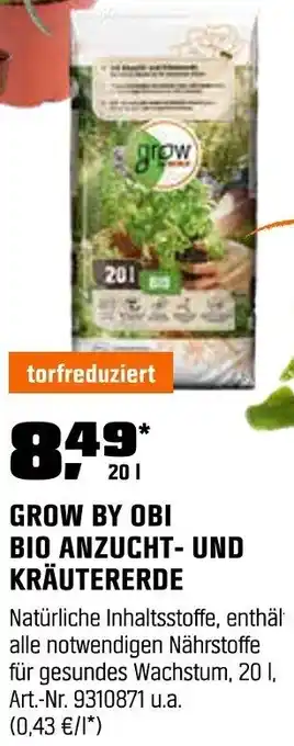 OBI Grow by obi bio anzucht- und kräutererde Angebot