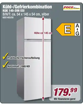 Poco Pocoline kühl-/gefrierkombination kgk 145-206 esi Angebot