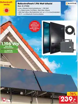 Netto Marken-Discount Sunniva balkonkraftwerk 1.196 watt bifazial Angebot
