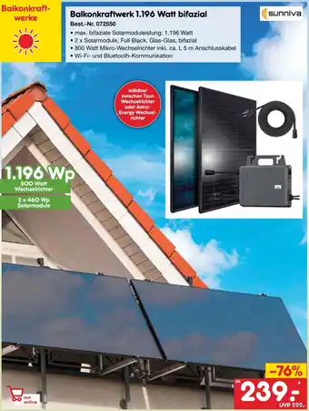 Netto Marken-Discount Sunniva balkonkraftwerk 1.196 watt bifazial Angebot