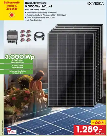 Netto Marken-Discount Veska balkonkraftwerk 3.000 watt bifazial Angebot