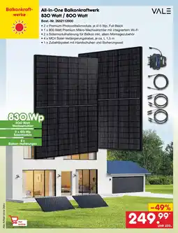 Netto Marken-Discount Vale all-in-one balkonkraftwerk 830 watt / 800 watt Angebot