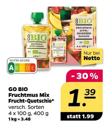 NETTO Go bio fruchtmus mix frucht-quetschie Angebot