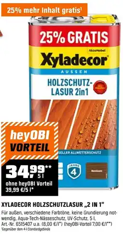 OBI Xyladecor holzschutzlasur ,,2 in 1" Angebot