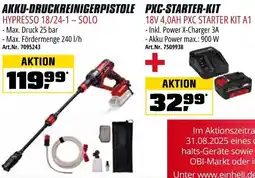 OBI Einhell AKKU-DRUCKREINIGERPISTOLE und PXC-STARTER-KIT Angebot