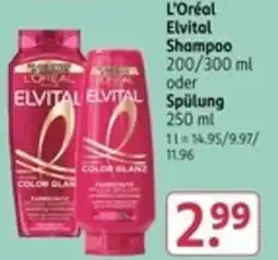 Rossmann L'Oréal Elvital Shampoo o. Spülung Angebot