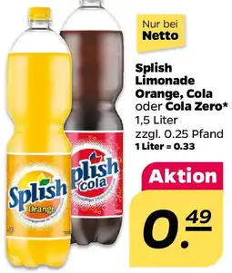 NETTO Splish Limonade Orange, Cola oder Cola Zero Angebot