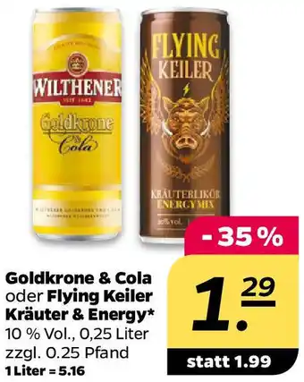 NETTO Goldkrone & Cola oder Flying Keiler Kräuter & Energy Angebot