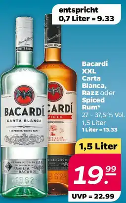 NETTO Bacardi XXL Carta Blanca, Razz oder Spiced Rum Angebot