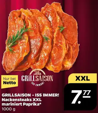 NETTO GRILLSAISON - ISS IMMER! Nackensteaks XXL mariniert Paprika Angebot