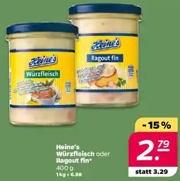 NETTO Heine's Würzfleisch oder Ragout fin Angebot