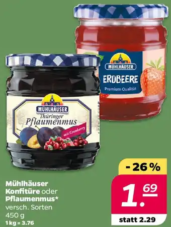 NETTO Mühlhäuser Konfitüre oder Pflaumenmus Angebot