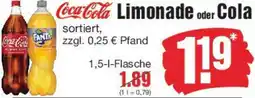 Edeka Coca-Cola, Limonade oder Cola Angebot