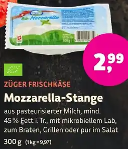 Aleco Biomarkt ZÜGER FRISCHKÄSE Mozzarella-Stange Angebot