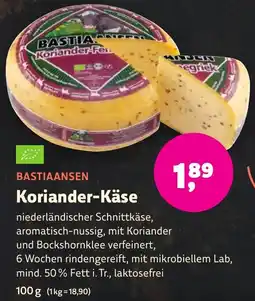 Aleco Biomarkt BASTIAANSEN Koriander-Käse Angebot