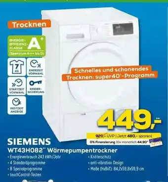 Euronics XXL Siemens Wt43h082 Wärmepumpentrockner Angebot