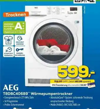 Euronics XXL Aeg T8dbc40689 Wärmepumpentrockner Angebot