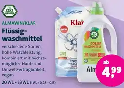 Aleco Biomarkt ALMAWIN/KLAR Flüssigwaschmittel Angebot