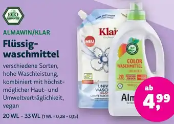 Aleco Biomarkt ALMAWIN/KLAR Flüssigwaschmittel Angebot