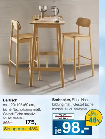 Möbel Inhofer Bartisch oder barhocker Angebot