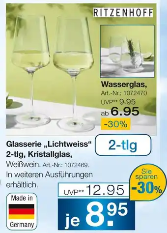 Möbel Inhofer Ritzenhoff glasserie „lichtweiss“ 2-tlg Angebot