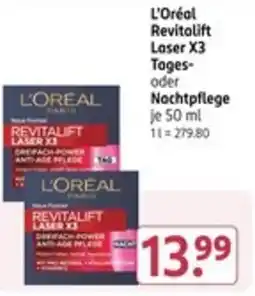 Rossmann L'Oréal Revitalift Laser X3 Tages- oder Nachtpflege Angebot